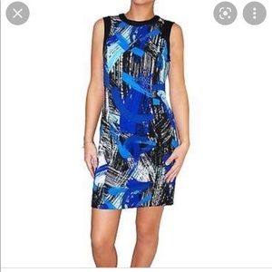 Vince Camuto Sleeveless Abstract Art Sheath Dress Size 0